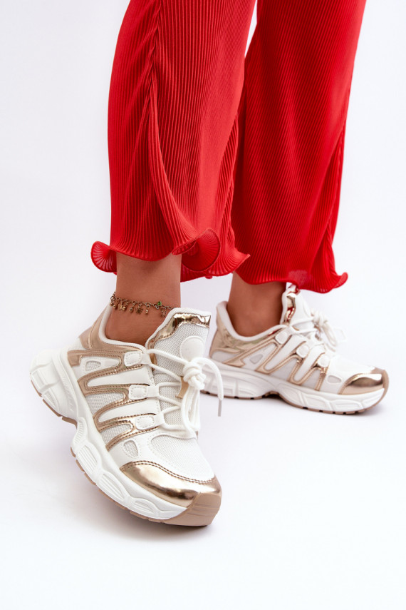 Sneakers modelio batai Moteriškos Baltos-aukso spalvos Ahmani