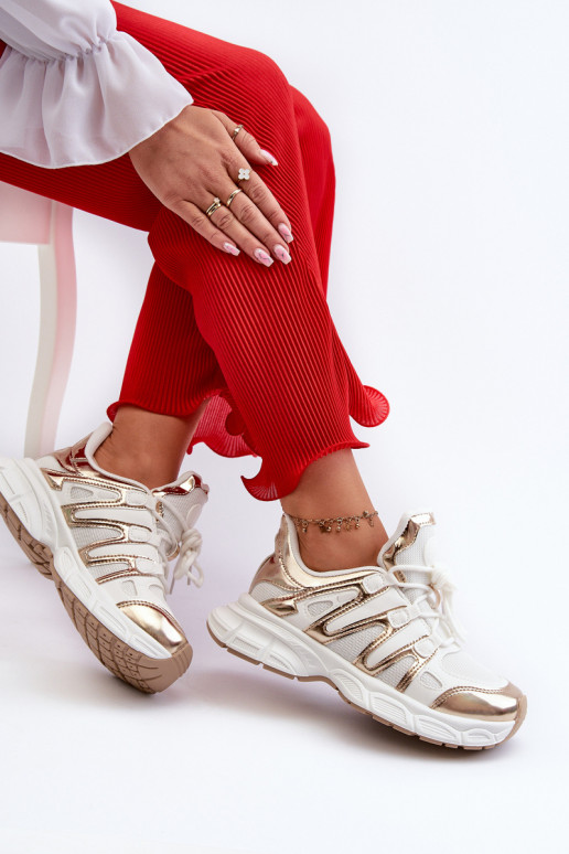 Sneakers modelio batai Moteriškos Baltos-aukso spalvos Ahmani