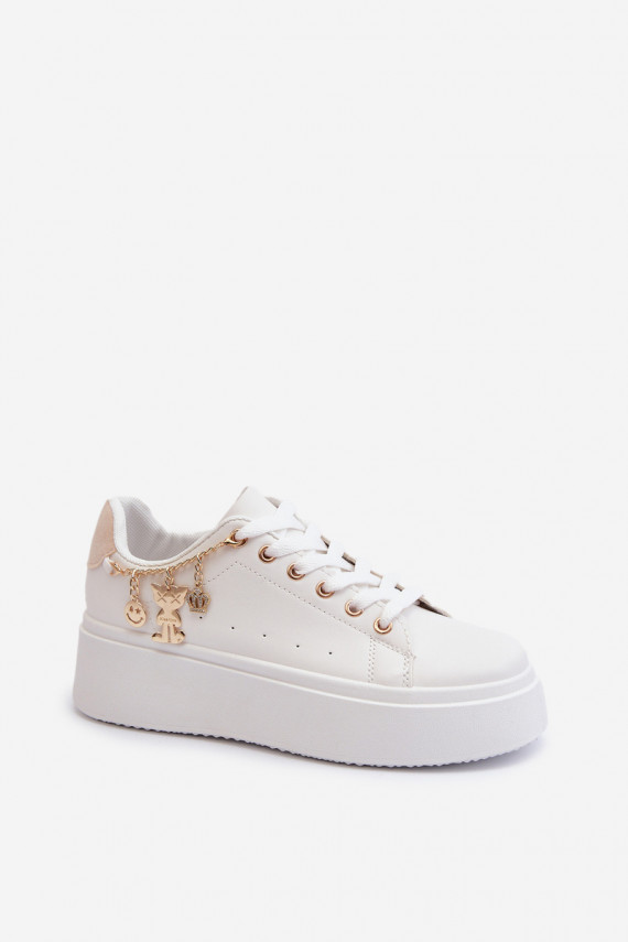 Sneakers modelio batai Moteriškos su platforma Su pakabukais baltos spalvos Tivissa