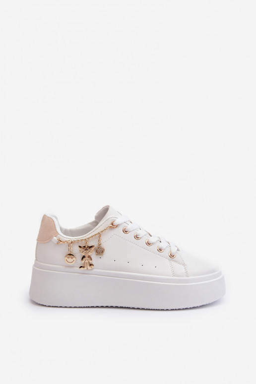 Sneakers modelio batai Moteriškos su platforma Su pakabukais baltos spalvos Tivissa