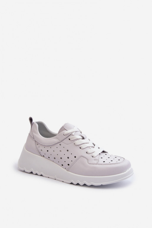 su aužūro elementais Moteriškos Sneakers modelio batai Ant pleišto natūralios odos pilkos spalvos S.Barski LR482