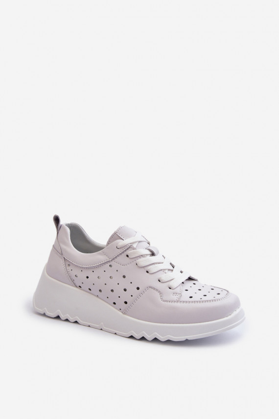 su aužūro elementais Moteriškos Sneakers modelio batai Ant pleišto natūralios odos pilkos spalvos S.Barski LR482