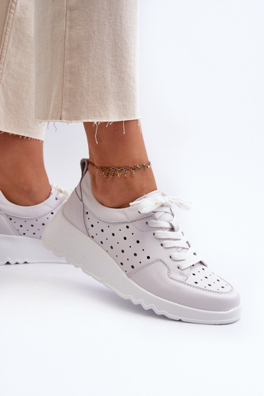 su aužūro elementais Moteriškos Sneakers modelio batai Ant pleišto natūralios odos pilkos spalvos S.Barski LR482