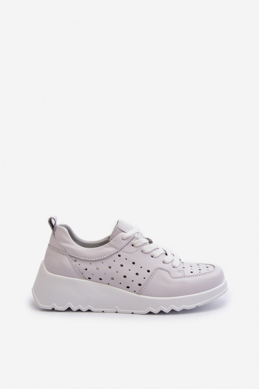 su aužūro elementais Moteriškos Sneakers modelio batai Ant pleišto natūralios odos pilkos spalvos S.Barski LR482