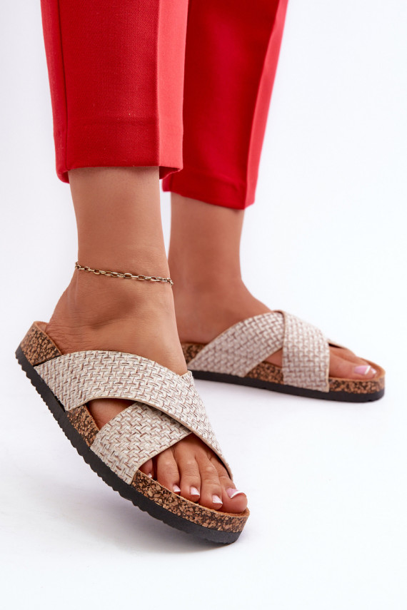 Moteriškos šlepetės su platforma smėlio spalvos Tesolen