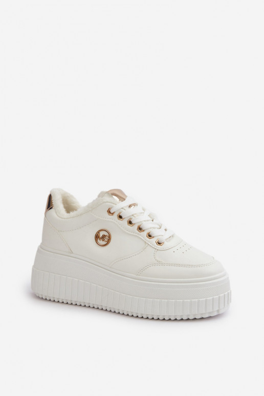 Sneakers modelio batai sportiniai bateliai Moteriškos pašiltinti su madingais masyviais padais baltos spalvos Ardiela