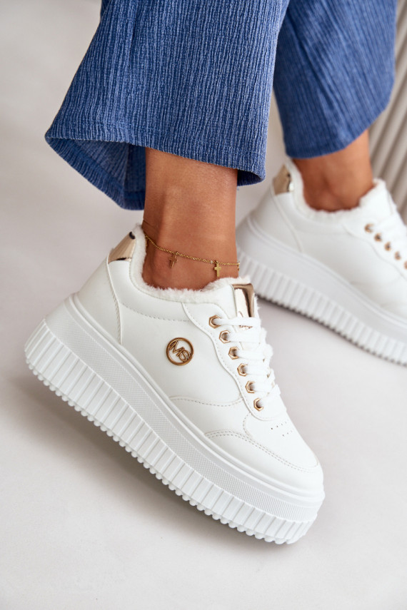 Sneakers modelio batai sportiniai bateliai Moteriškos pašiltinti su madingais masyviais padais baltos spalvos Ardiela