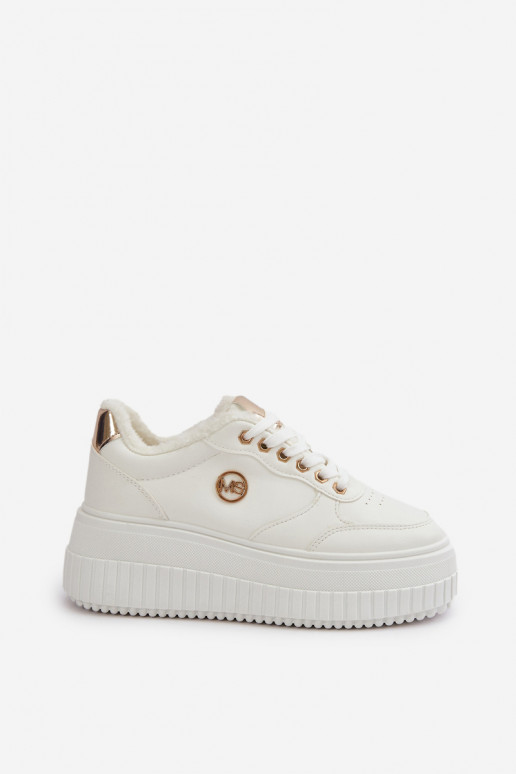 Sneakers modelio batai sportiniai bateliai Moteriškos pašiltinti su madingais masyviais padais baltos spalvos Ardiela