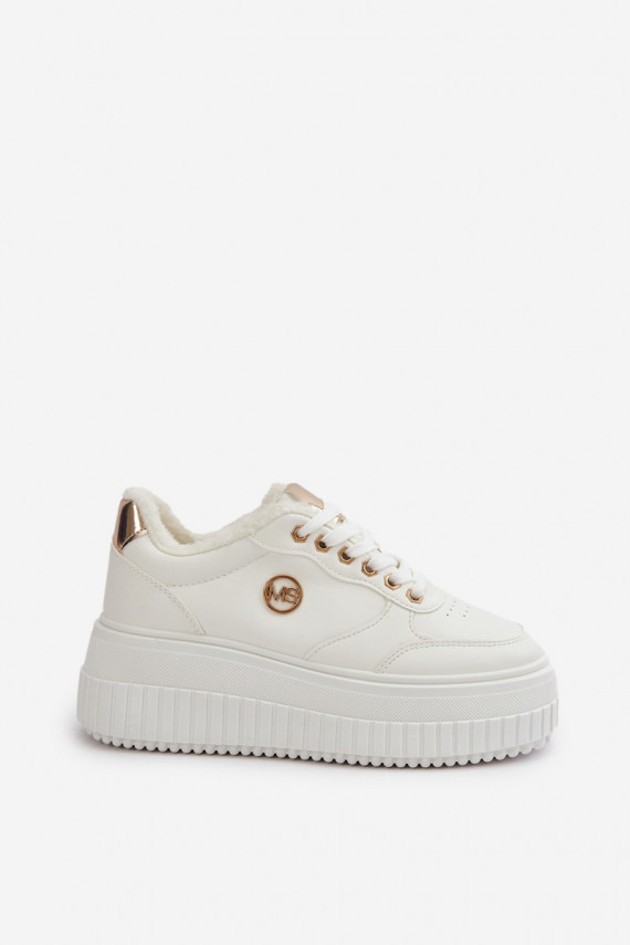 Sneakers modelio batai sportiniai bateliai Moteriškos pašiltinti su madingais masyviais padais baltos spalvos Ardiela