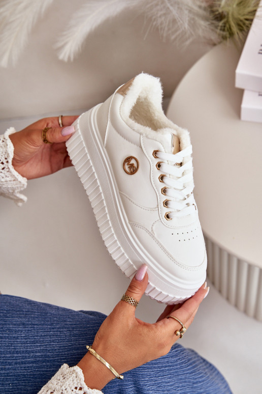 Sneakers modelio batai sportiniai bateliai Moteriškos pašiltinti su madingais masyviais padais baltos spalvos Ardiela