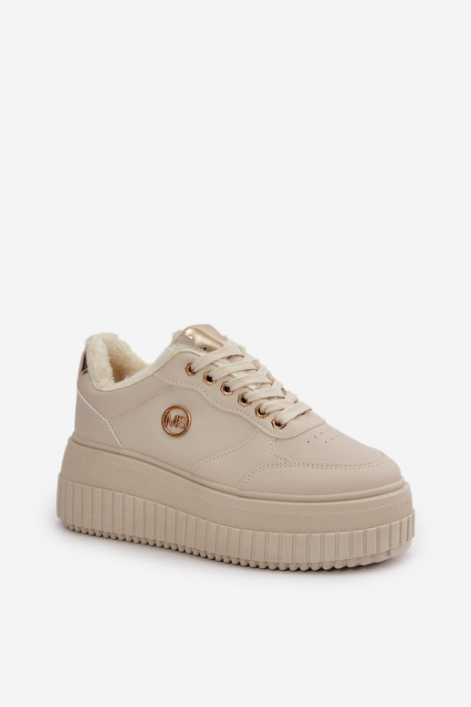 Sneakers modelio batai sportiniai bateliai Moteriškos pašiltinti su madingais masyviais padais smėlio spalvos Ardiela
