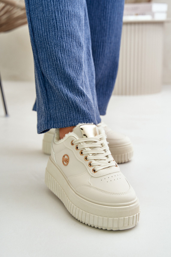 Sneakers modelio batai sportiniai bateliai Moteriškos pašiltinti su madingais masyviais padais smėlio spalvos Ardiela