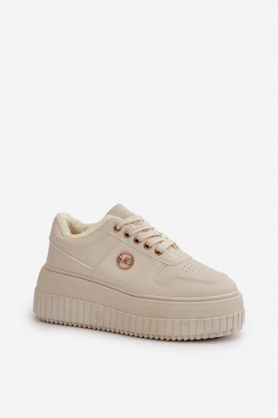 Sneakers modelio batai sportiniai bateliai Moteriškos pašiltinti su madingais masyviais padais smėlio spalvos Verissha