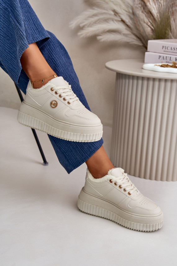 Sneakers modelio batai sportiniai bateliai Moteriškos pašiltinti su madingais masyviais padais smėlio spalvos Verissha