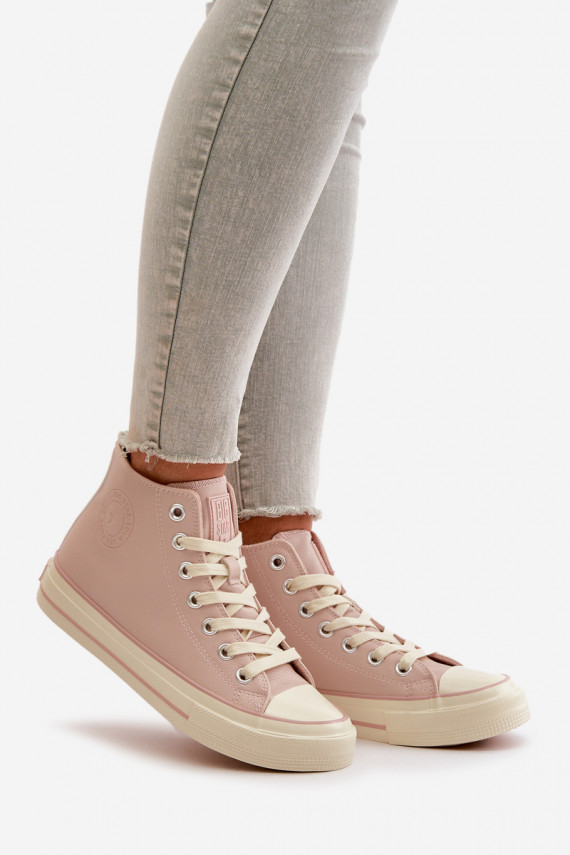Laisvalaikio bateliai pašiltinti iš eko odos rožinės spalvos Big Star OO274933