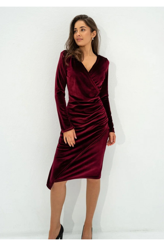 Paisley - bordo spalvos midi suknelė