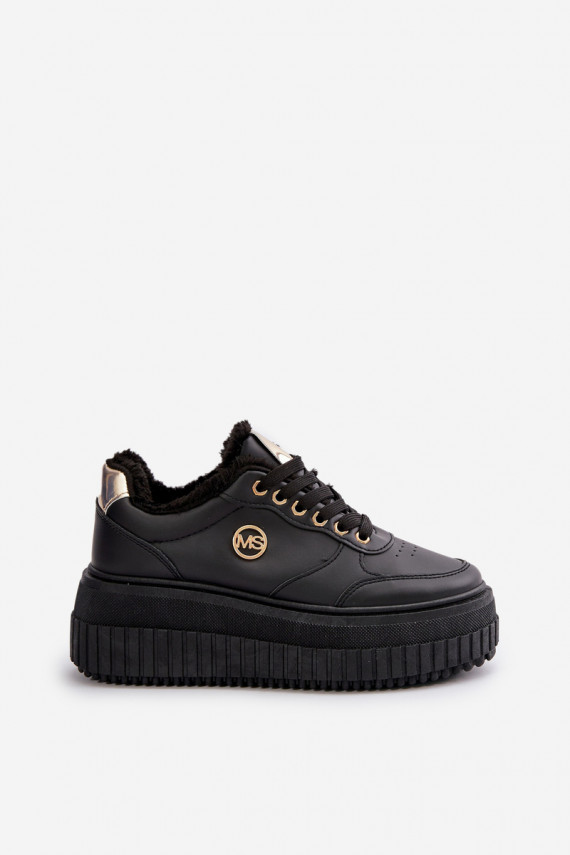 Sneakers modelio batai sportiniai bateliai Moteriškos pašiltinti su madingais masyviais padais juodos spalvos Ardiela