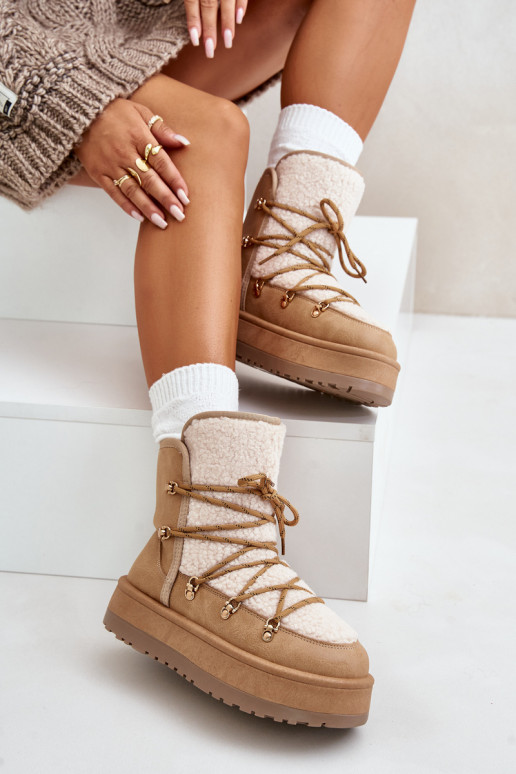 sniego batai Moteriškos su platforma ir stilingomis detalėmis rudos spalvos Riaviana