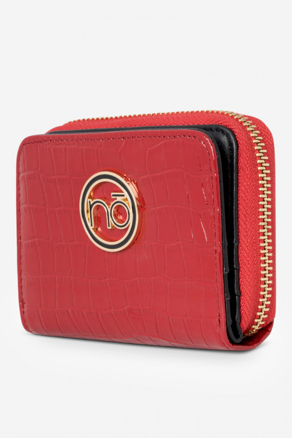 Moteriška Piniginė Pagaminta iš natūralios odos Gyvūnų raštas Maža Nobo NPUR-LR0020-C005 raudonos spalvos