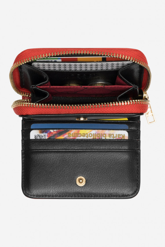 Moteriška Piniginė Pagaminta iš natūralios odos Gyvūnų raštas Maža Nobo NPUR-LR0020-C005 raudonos spalvos