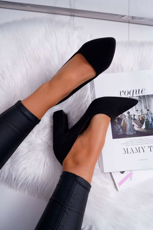 Zomšiniai aukštakulniai bateliai juodos spalvos Florena