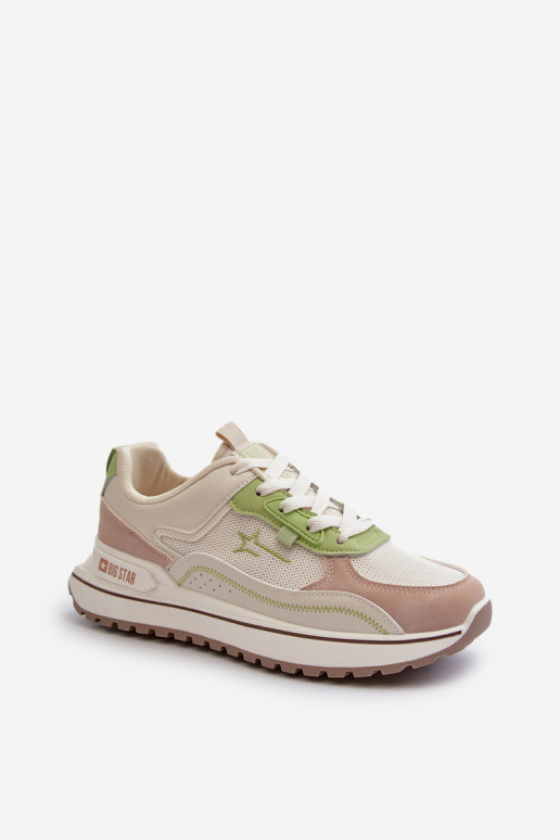 Sneakers modelio batai Moteriškos Big Star NN274A091 smėlio spalvos-žalios spalvos