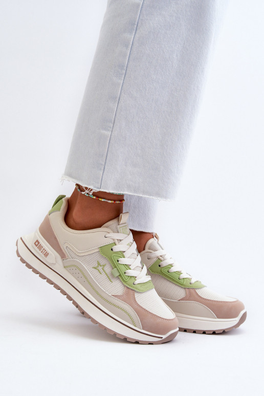 Sneakers modelio batai Moteriškos Big Star NN274A091 smėlio spalvos-žalios spalvos