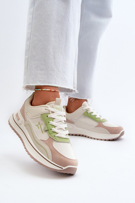 Sneakers modelio batai Moteriškos Big Star NN274A091 smėlio spalvos-žalios spalvos