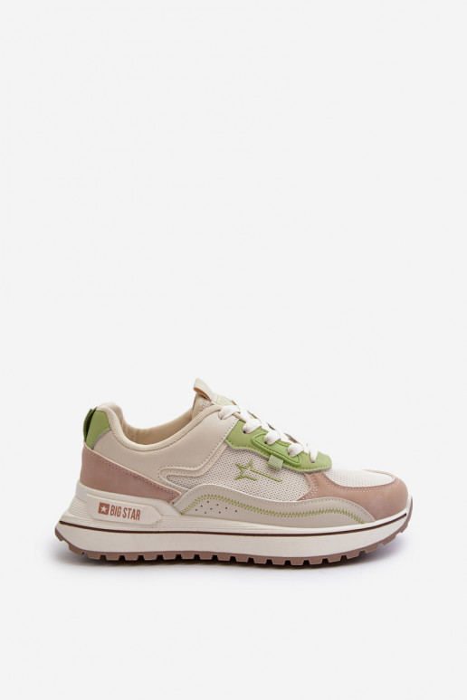 Sneakers modelio batai Moteriškos Big Star NN274A091 smėlio spalvos-žalios spalvos
