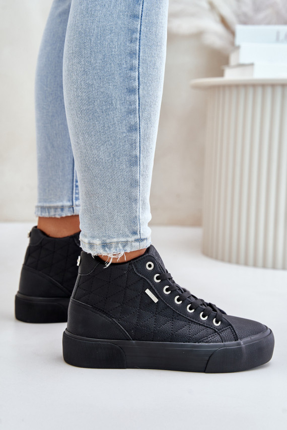 pašiltinti Laisvalaikio bateliai Z Przeszyciami Big Star OO274A480 juodos spalvos