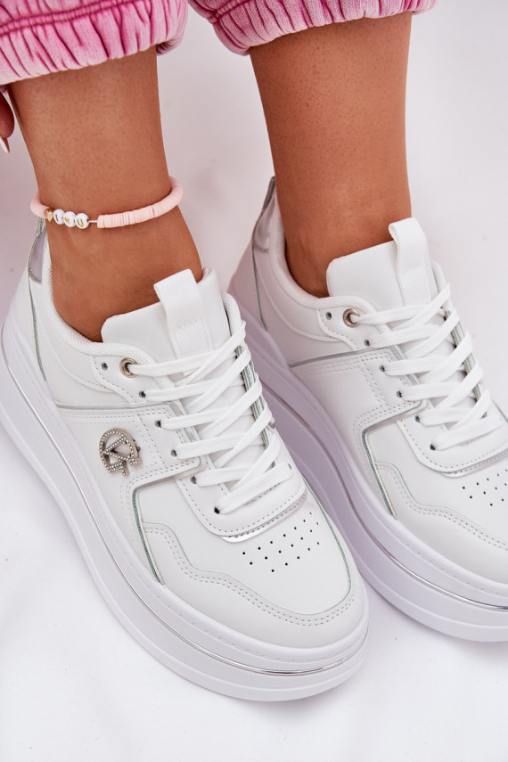 Moteriški balti sportiniai bateliai su platforma
