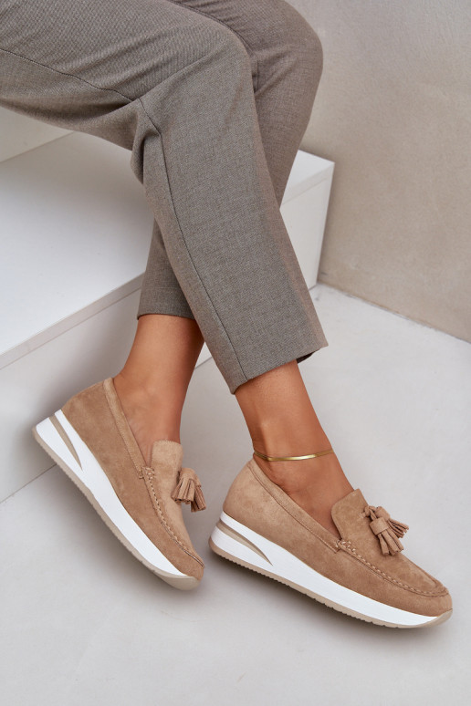 MokasinaiantSubtilusm Koturnie iš eko zomšosowe smėlio spalvos Challavia