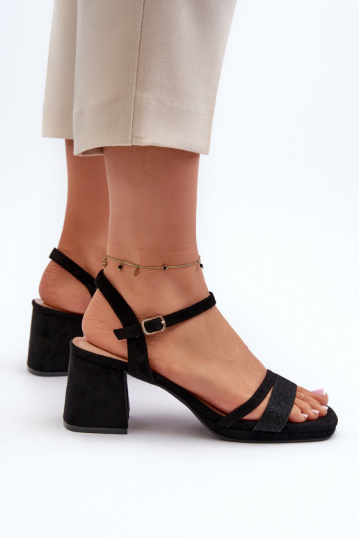 Moteriškos Elegantiškos aukštakulnės basutės Z Błyszczącym Juostelėsem juodos spalvos Tessata