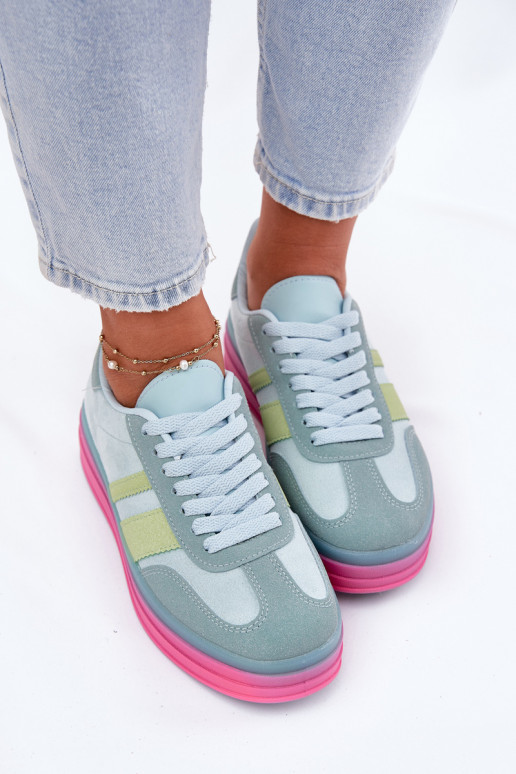 Žemas Sneakers modelio batai su platforma mėlynos spalvos Ovivene