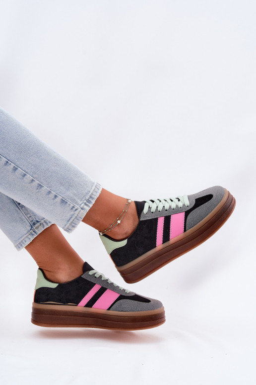 Žemas Sneakers modelio batai su platforma juodos spalvos Ovivene