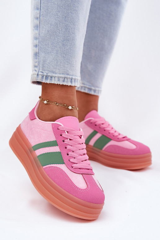Žemas Sneakers modelio batai su platforma rožinės spalvos Ovivene