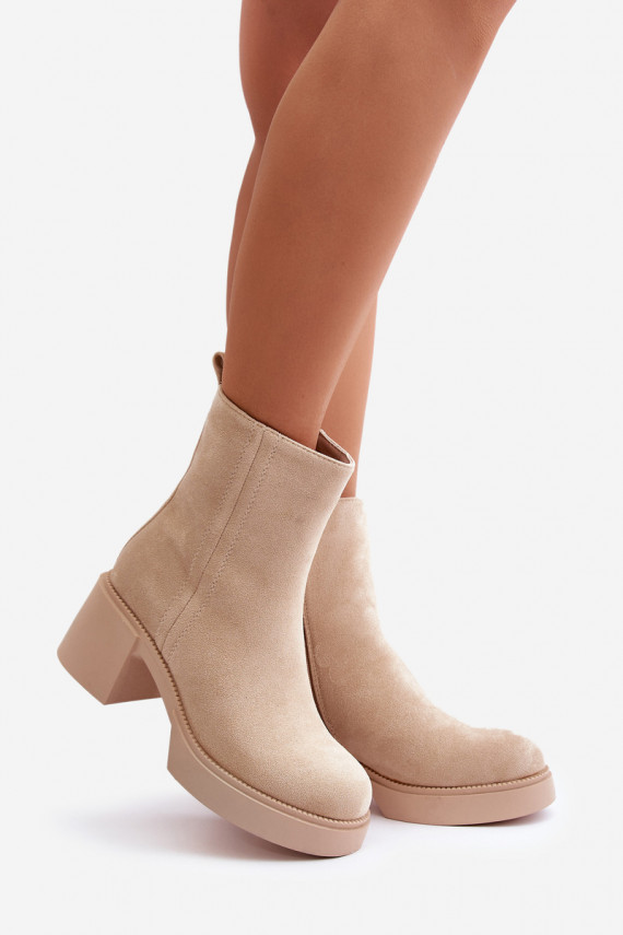 iš eko zomšosowe Moteriškos Šilti aulinukai ant kulno dramblio kaulo spalvos Meriluna