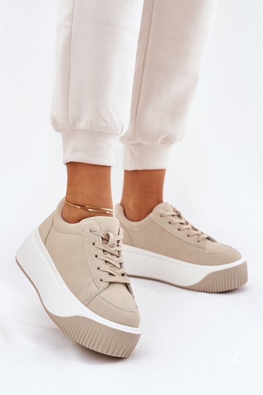 Sneakers modelio batai su platforma Sklandžiai smėlio spalvos Tirvanis