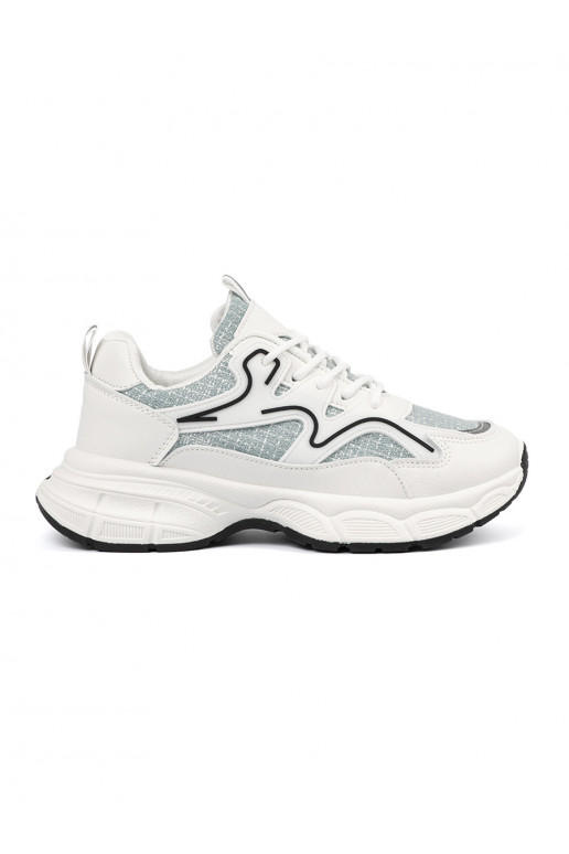 Baltos žalios spalvos Sneakers modelio batai z ozdobnymi wstawkami