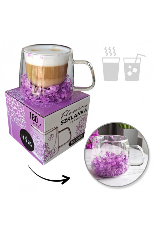 Szklanka termiczna su hortensją w środku  180 ml 1vnt.  SZK76