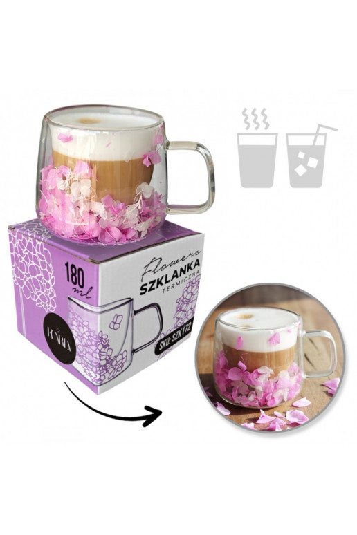 Szklanka termiczna su hortensją w środku  180 ml 1vnt.  SZK172