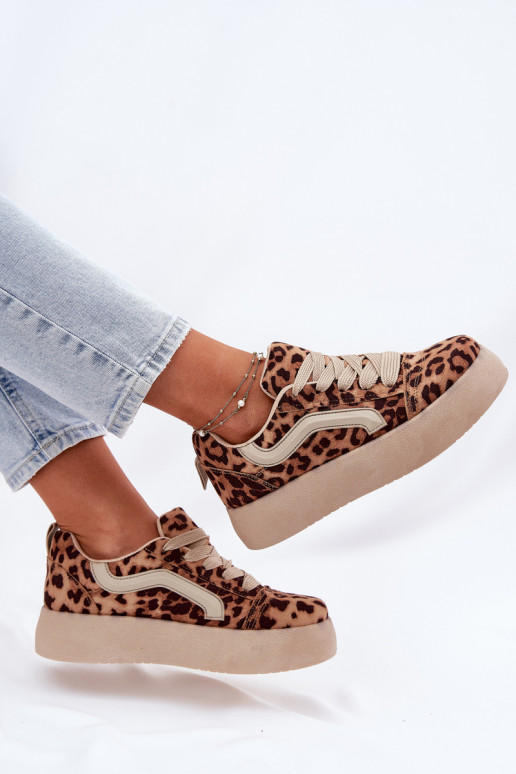 Sneakers modelio batai Moteriškos su platforma su leopardo kailio raštais Tellnira