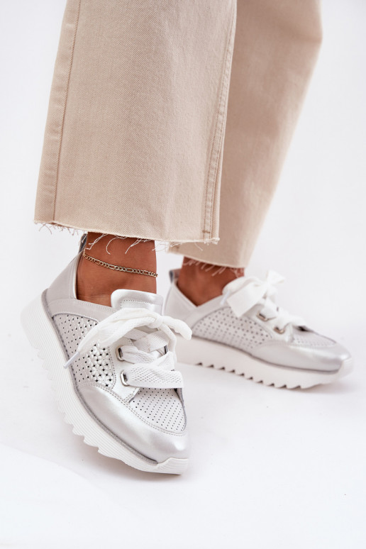 Oda Sneakers modelio batai Moteriškos su platforma D&A LR51-796 sidabro spalvos