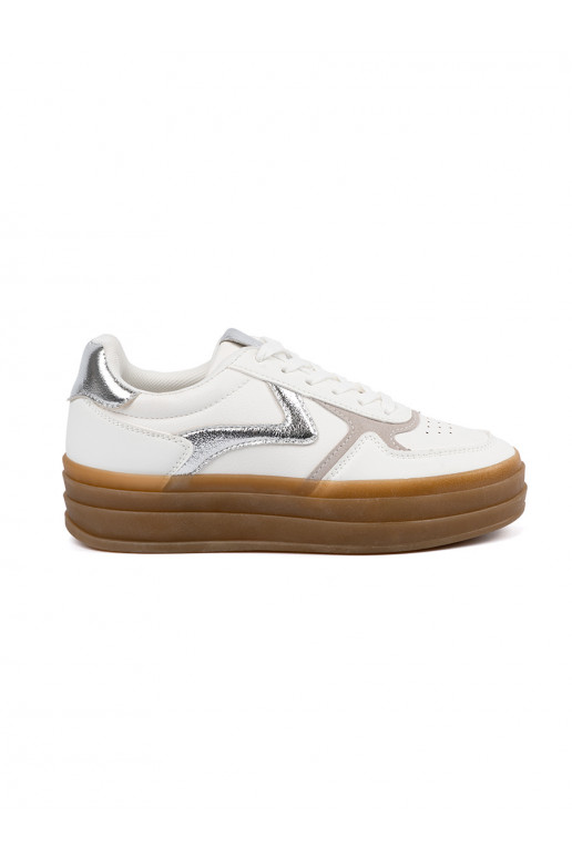 Moteriškos baltos spalvos Sneakers modelio batai ze sidabrasmi wstawkami
