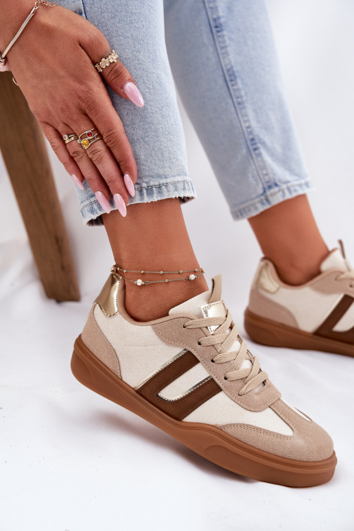 Sneakers modelio batai Moteriškos Z iš eko zomšosu smėlio spalvos Satylies