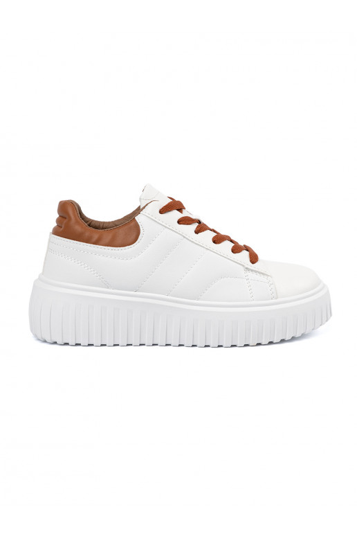 baltos spalvos Sneakers modelio batai rudasmi wstawkami