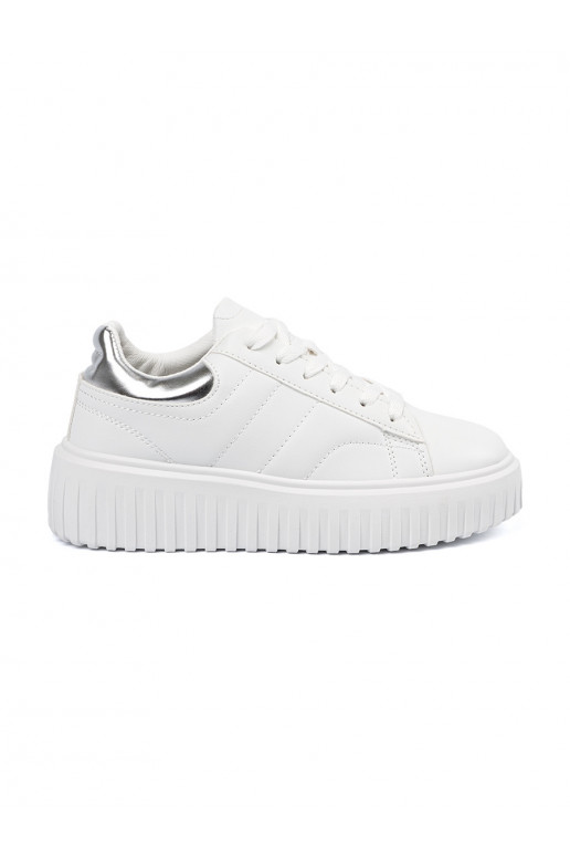baltos spalvos Sneakers modelio batai ze sidabrasmi wstawkami