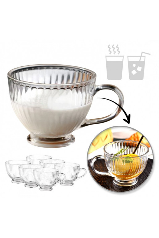 Rinkinys 6vnt.  filiżanek szklanek ryflowanych ch 430 ml SZK150