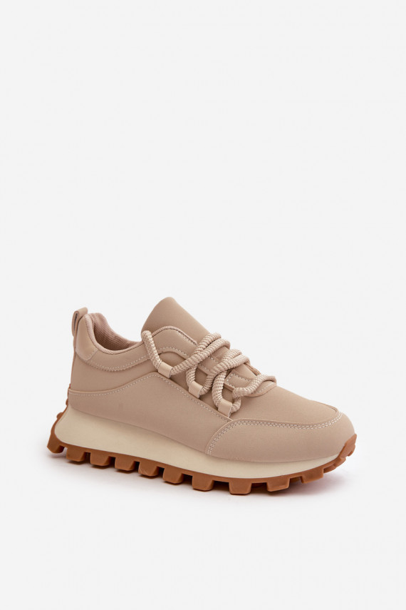 sportiniai bateliai Sneakers modelio batai su platforma iš eko odos smėlio spalvos Riadella