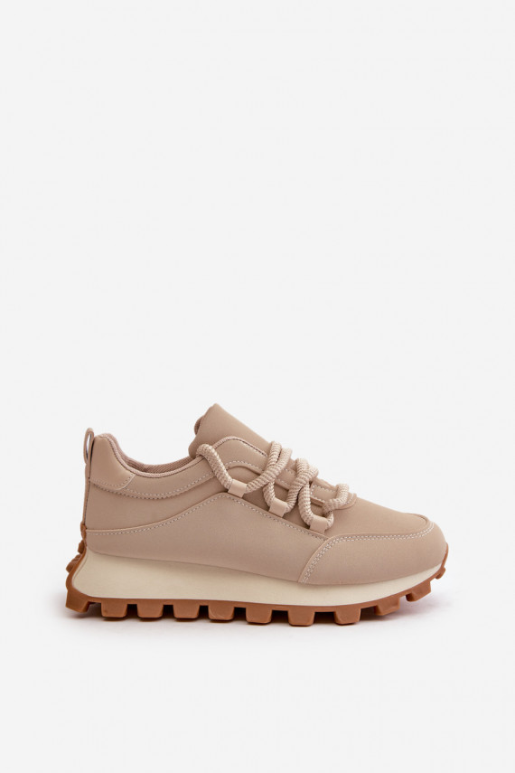 sportiniai bateliai Sneakers modelio batai su platforma iš eko odos smėlio spalvos Riadella
